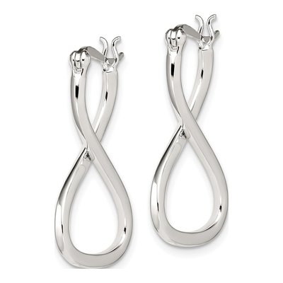 Sterling Silver 28mm Twisted Oval Hoop Earrings – view 3