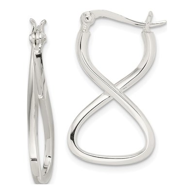 Sterling Silver 28mm Twisted Oval Hoop Earrings