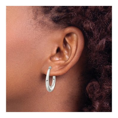 Sterling Silver 25mm Tapered Oval Hoop Earrings – view 4