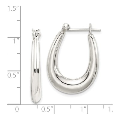 Sterling Silver 25mm Tapered Oval Hoop Earrings – view 5