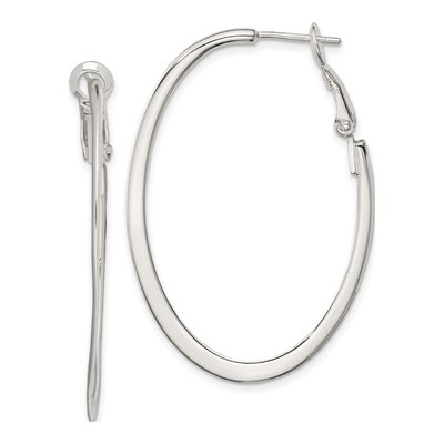 Sterling Silver 40mm Omega Back Hoop Earrings