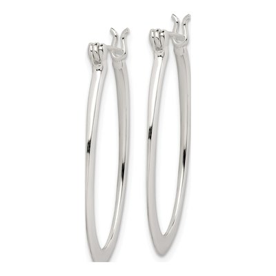 Sterling Silver 32mm Tapered Oval Hoop Earrings – view 3