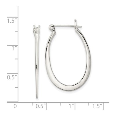 Sterling Silver 32mm Tapered Oval Hoop Earrings – view 5