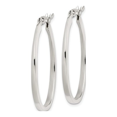 Sterling Silver 38mm Tapered Oval Hoop Earrings – view 3