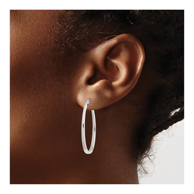 Sterling Silver 38mm Tapered Oval Hoop Earrings – view 4