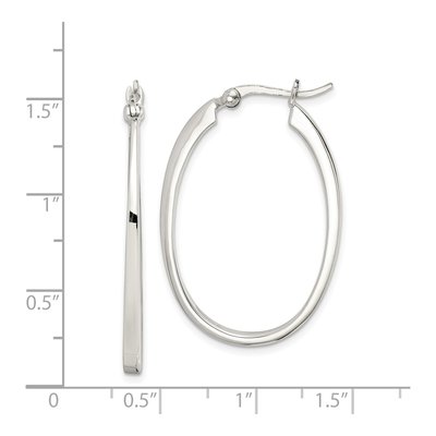Sterling Silver 38mm Tapered Oval Hoop Earrings – view 5