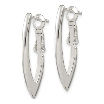 Sterling Silver 30mm Tapered Omega Back Hoop Earrings – view 3