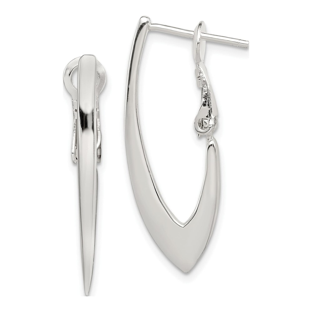 Sterling Silver 30mm Tapered Omega Back Hoop Earrings