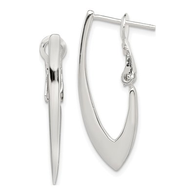 Sterling Silver 30mm Tapered Omega Back Hoop Earrings