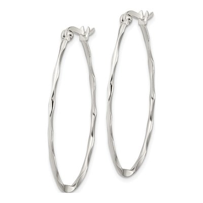 Sterling Silver 38mm Twisted Oval Hoop Earrings – view 3