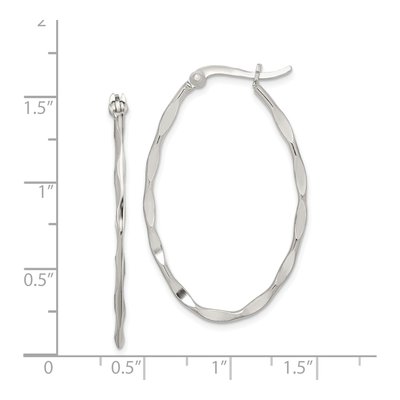 Sterling Silver 38mm Twisted Oval Hoop Earrings – view 5
