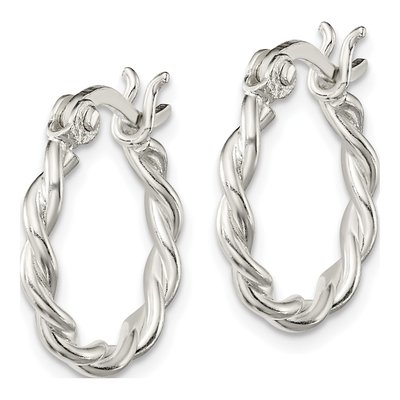 Sterling Silver 17mm Twisted Hoop Earrings – view 3