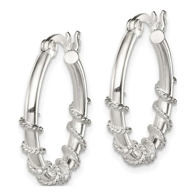 Sterling Silver 20mm Wrapped Hoop Earrings – view 3