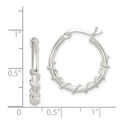 Sterling Silver 20mm Wrapped Hoop Earrings – view 5