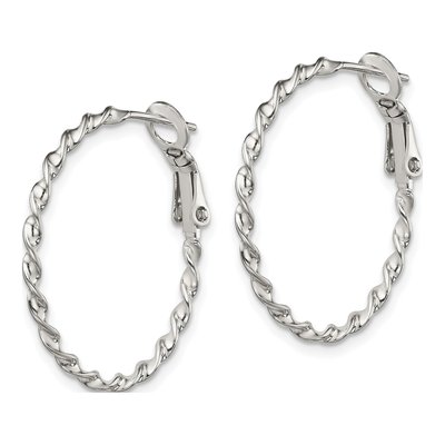 Sterling Silver 28mm Twisted Omega Hoop Earrings – view 3