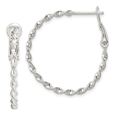 Sterling Silver 28mm Twisted Omega Hoop Earrings