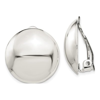 Sterling Silver Non-Pierced Circle Button Stud Earrings