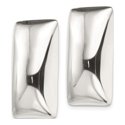 Sterling Silver Non-Pierced Rectangle Stud Earrings – view 3