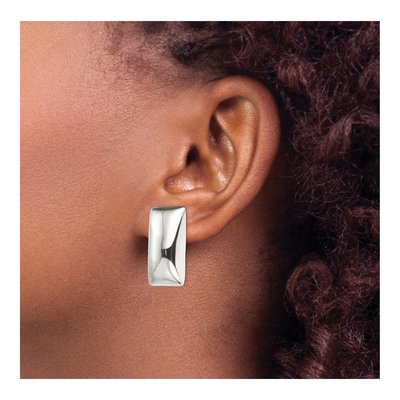 Sterling Silver Non-Pierced Rectangle Stud Earrings – view 4