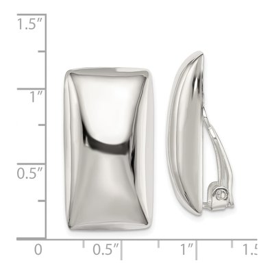 Sterling Silver Non-Pierced Rectangle Stud Earrings – view 5