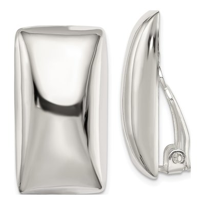 Sterling Silver Non-Pierced Rectangle Stud Earrings