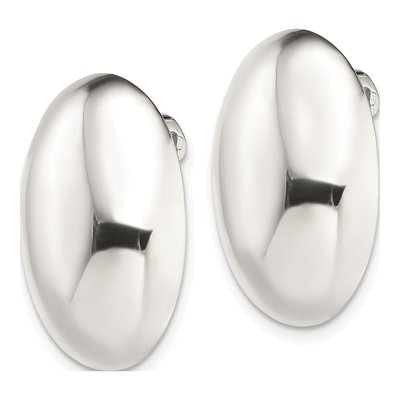 Sterling Silver Non-Pierced Oval Button Stud Earrings – view 3