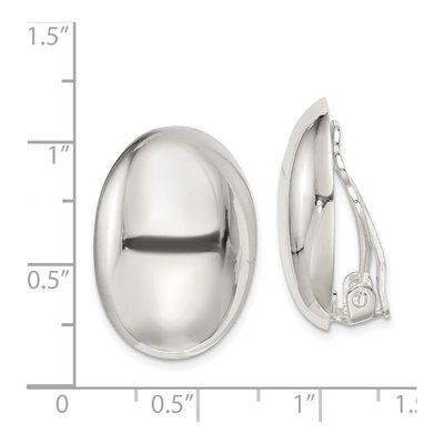 Sterling Silver Non-Pierced Oval Button Stud Earrings – view 5