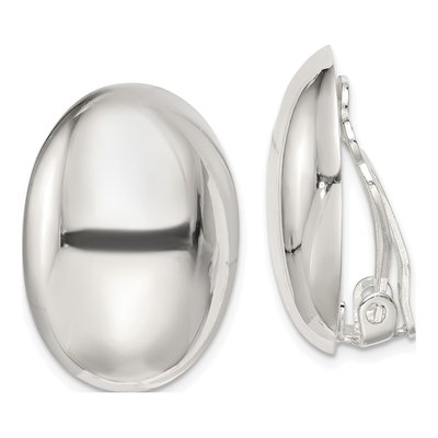 Sterling Silver Non-Pierced Oval Button Stud Earrings