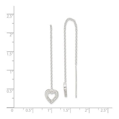 Sterling Silver Hammered Heart Threader Earrings – view 5