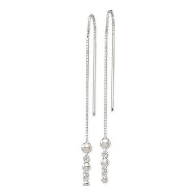 Sterling Silver Triple Ball Threader Earrings – view 3