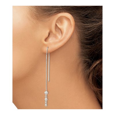 Sterling Silver Triple Ball Threader Earrings – view 4
