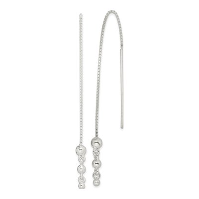 Sterling Silver Triple Ball Threader Earrings