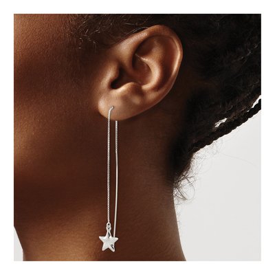 Sterling Silver Star Threader Earrings – view 4