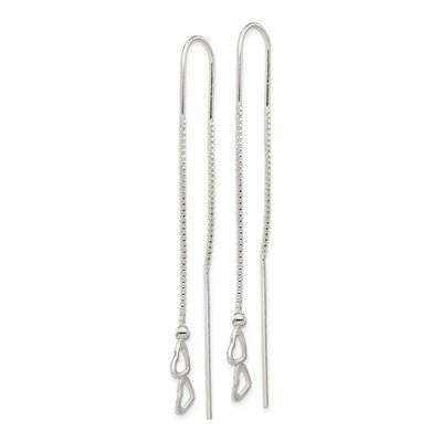 Sterling Silver Double Heart Threader Earrings – view 3