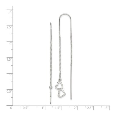 Sterling Silver Double Heart Threader Earrings – view 5
