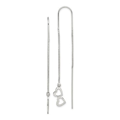 Sterling Silver Double Heart Threader Earrings