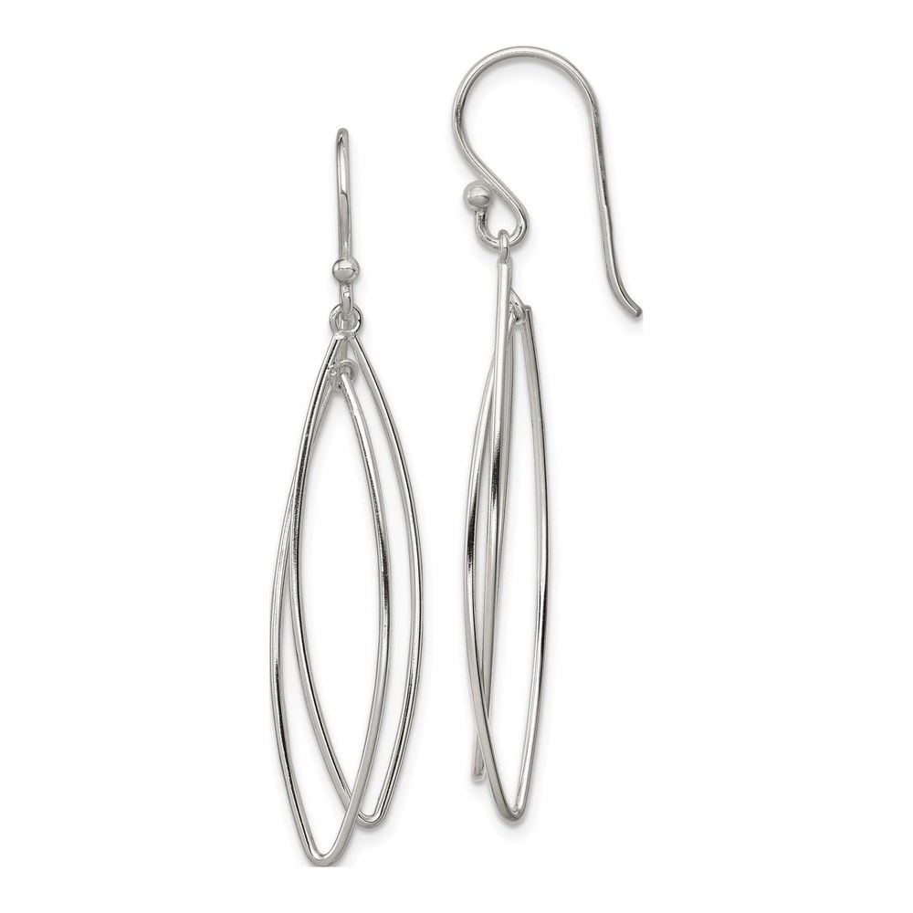 Sterling Silver Double Marquise Dangle Earrings