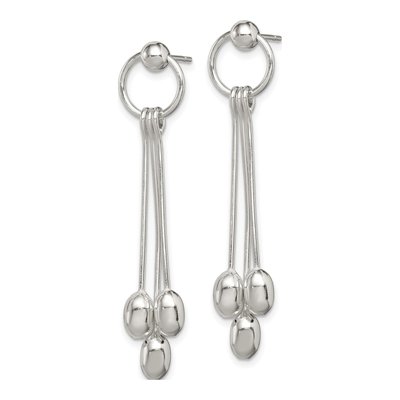 Sterling Silver Multi-Strand Beaded Dangle Earrings – view 3