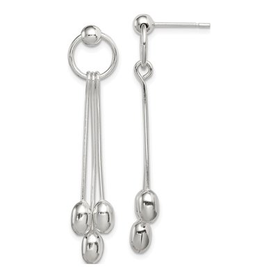 Sterling Silver Multi-Strand Beaded Dangle Earrings