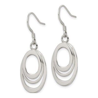 Sterling Silver Triple Oval Dangle Earrings – view 3