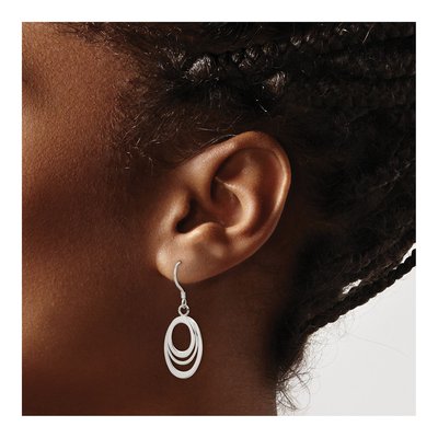 Sterling Silver Triple Oval Dangle Earrings – view 4