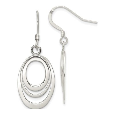 Sterling Silver Triple Oval Dangle Earrings