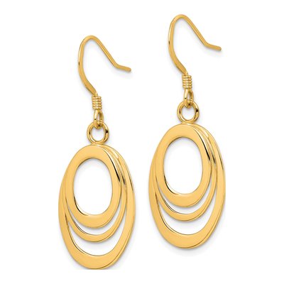 Gold-Plated Sterling Silver Triple Oval Dangle Earrings – view 2