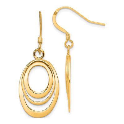 Gold-Plated Sterling Silver Triple Oval Dangle Earrings