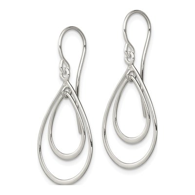 Sterling Silver Double Teardrop Dangle Earrings – view 3