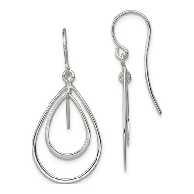 Sterling Silver Double Teardrop Dangle Earrings