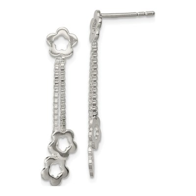 Sterling Silver Flower Dangle Earrings