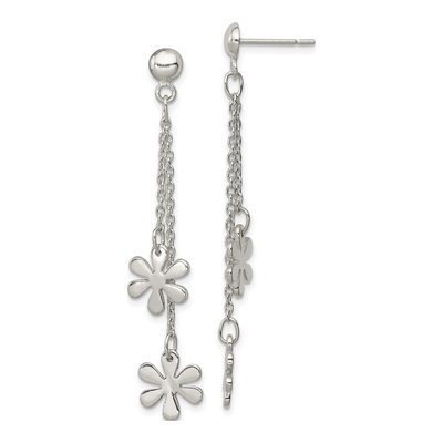 Sterling Silver Flower Dangle Earrings