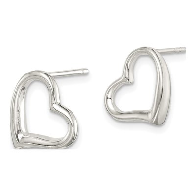 Sterling Silver Heart Button Stud Earrings – view 3