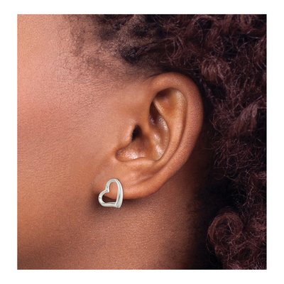 Sterling Silver Heart Button Stud Earrings – view 4